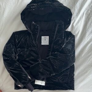 GAP Shiny Black Hooded Jacket